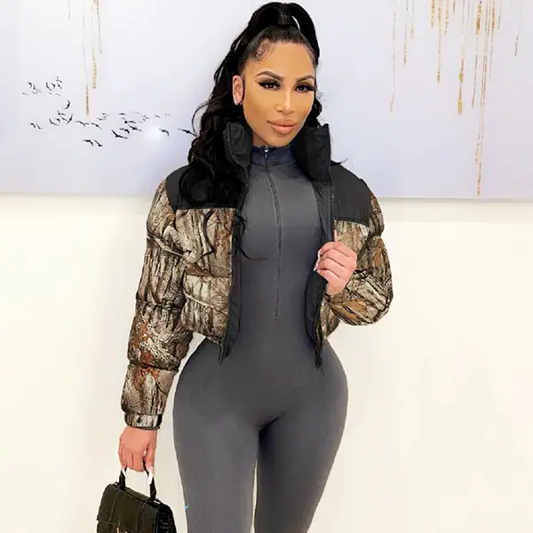 Cropped Camo Puffer Jacket
