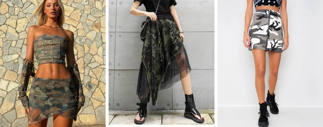 Wie kombiniert man einen Camouflage-Rock